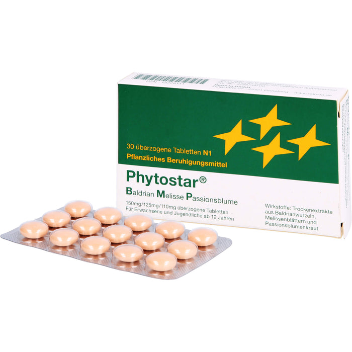 Phytostar Baldrian Melisse Passionsblume 150/125/110mg Tabletten pflanzliches Beruhigungsmittel, 30 pcs. Tablets