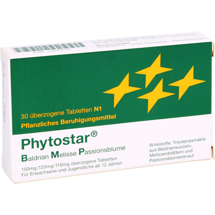 Phytostar Baldrian Melisse Passionsblume 150/125/110mg Tabletten pflanzliches Beruhigungsmittel, 30 pcs. Tablets