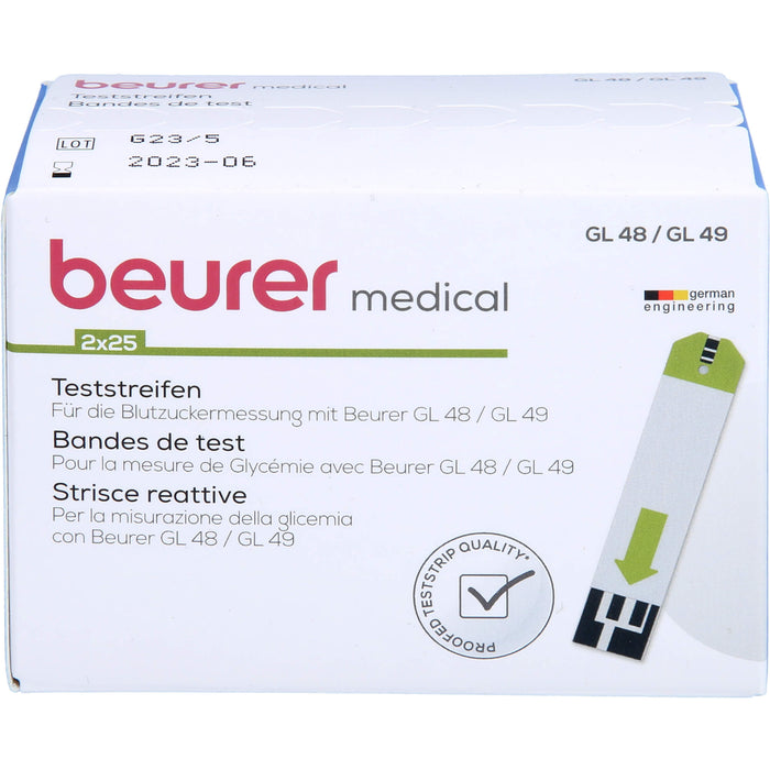 Beurer GL 48/49 Teststreifen für die Blutzuckermessung, 50 St. Teststreifen