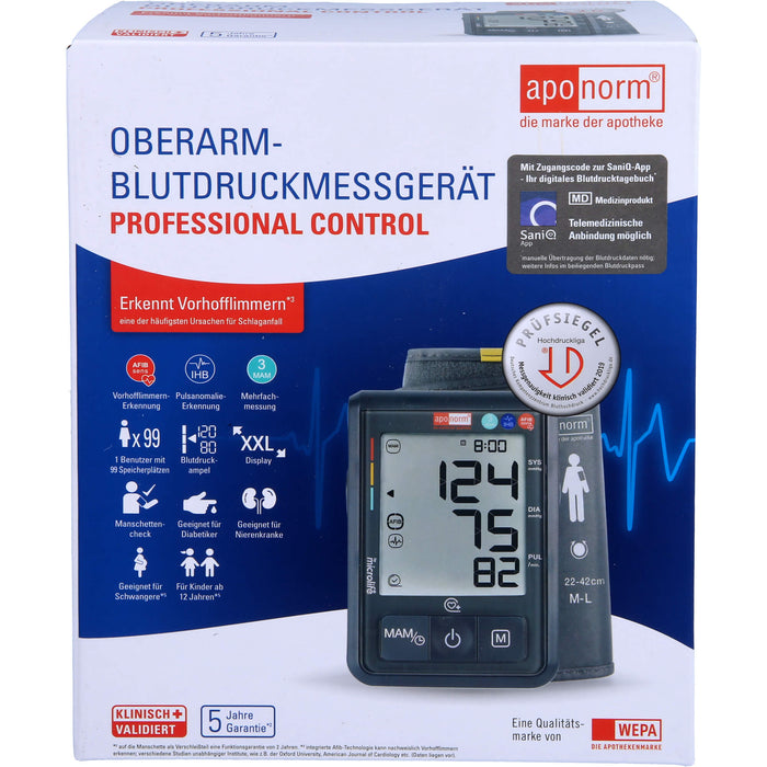 Aponorm Blutdruck Messgerät Prof. Control Oberarm, 1 St 