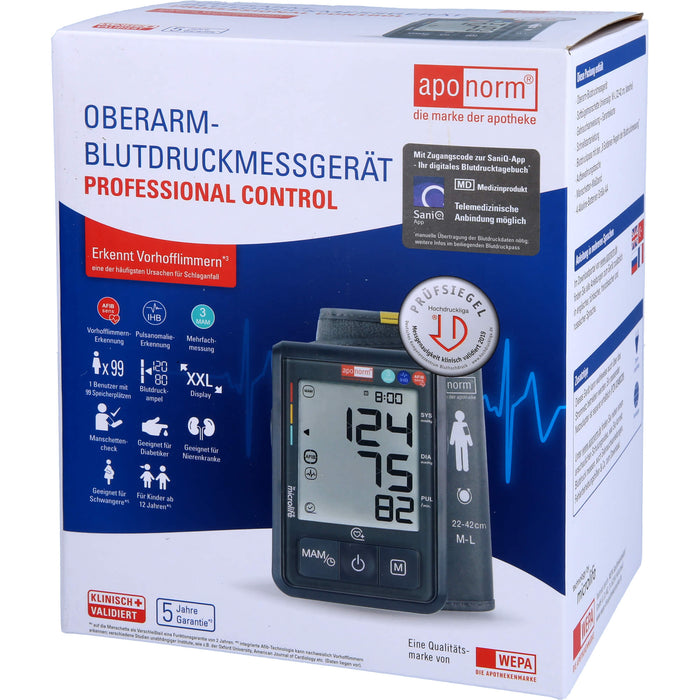 Aponorm Professional Control Blutdruckmessgerät speziell zur Erkennung von Vorhofflimmern, 1 pc Contrôle de la pression sanguine