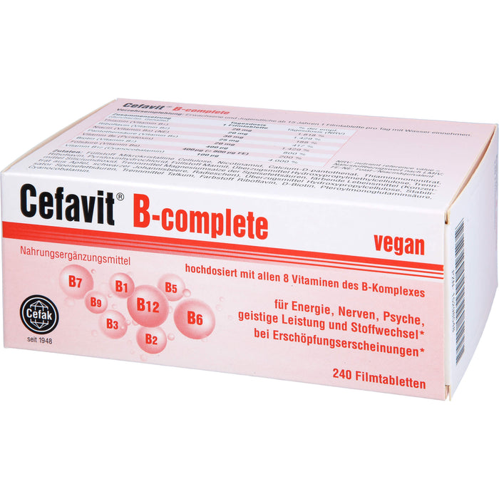 Cefavit B-complete Filmtabletten für Energie, Nerven, Psyche, geistige Leistung und Stoffwechsel, 240 St. Tabletten