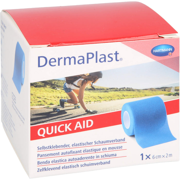 DermaPlast Quick Aid selbstklebender, elastischer Schaumverband 6 cm x 2 m blau, 1 pc pansement