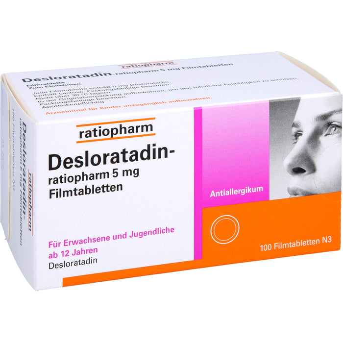 Desloratadin-ratiopharm 5 mg Filmtabletten bei allergischer Rhinitis, 100 St. Tabletten