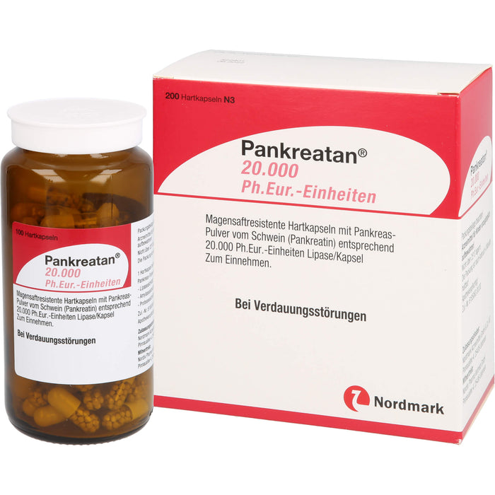 Pankreatan 20.000 Ph.Eur.-Einheiten Hartkapseln bei Verdauungsstörungen, 200 pc Capsules