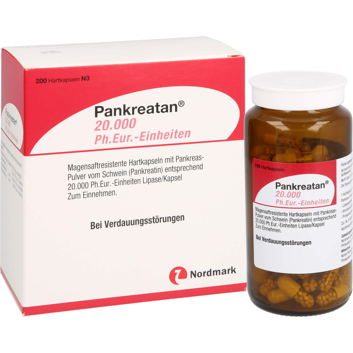 Pankreatan 20.000 Ph.Eur.-Einheiten Hartkapseln bei Verdauungsstörungen, 200 pc Capsules