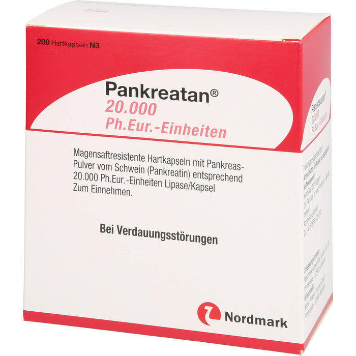 Pankreatan 20.000 Ph.Eur.-Einheiten Hartkapseln bei Verdauungsstörungen, 200 pc Capsules