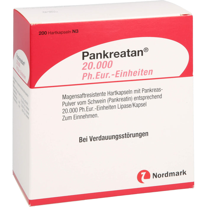 Pankreatan 20.000 Ph.Eur.-Einheiten Hartkapseln bei Verdauungsstörungen, 200 pc Capsules