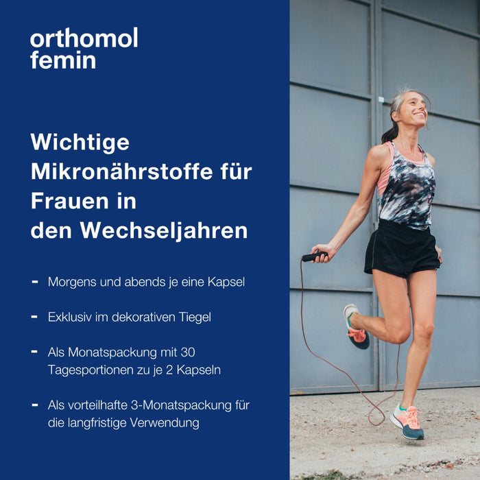 Orthomol Femin - Mikronährstoffe für Frauen in den Wechseljahren - mit Biotin, Selen, Zink, Nachtkerzenöl, Coenzym Q10, 90 St. Tagesportionen