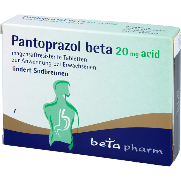 Pantoprazol beta 20 mg acid Tabletten lindert Sodbrennen, 7 pcs. Tablets