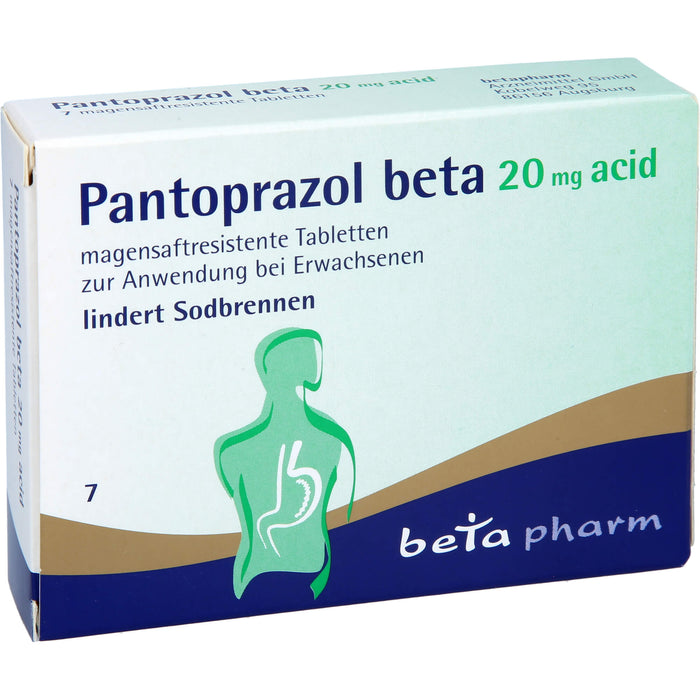 Pantoprazol beta 20 mg acid Tabletten lindert Sodbrennen, 7 pcs. Tablets