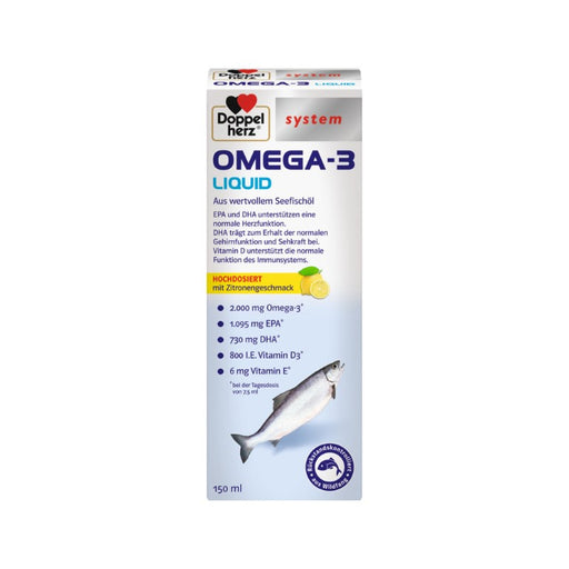 Doppelherz system Omega-3 Liquid Seefischöl flüssig mit Zitronen-Geschmack, 150 ml Lösung