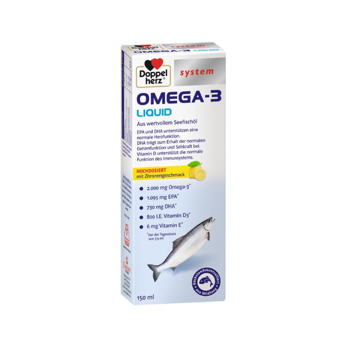 Doppelherz system Omega-3 Liquid Seefischöl flüssig mit Zitronen-Geschmack, 150 ml Solution