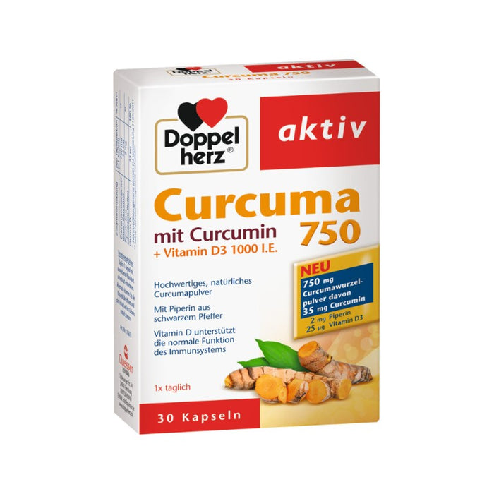 Doppelherz aktiv Curcuma 750 Kapseln unterstützt die normale Funktion des Immunsystems, 30 pc Capsules