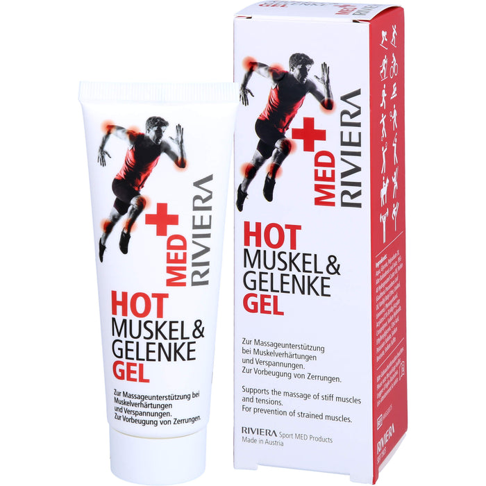 RIVIERA MED+ Hot Muskel und Gelenke Gel löst Muskelverhärtungen und Verspannungen, 75 ml Gel