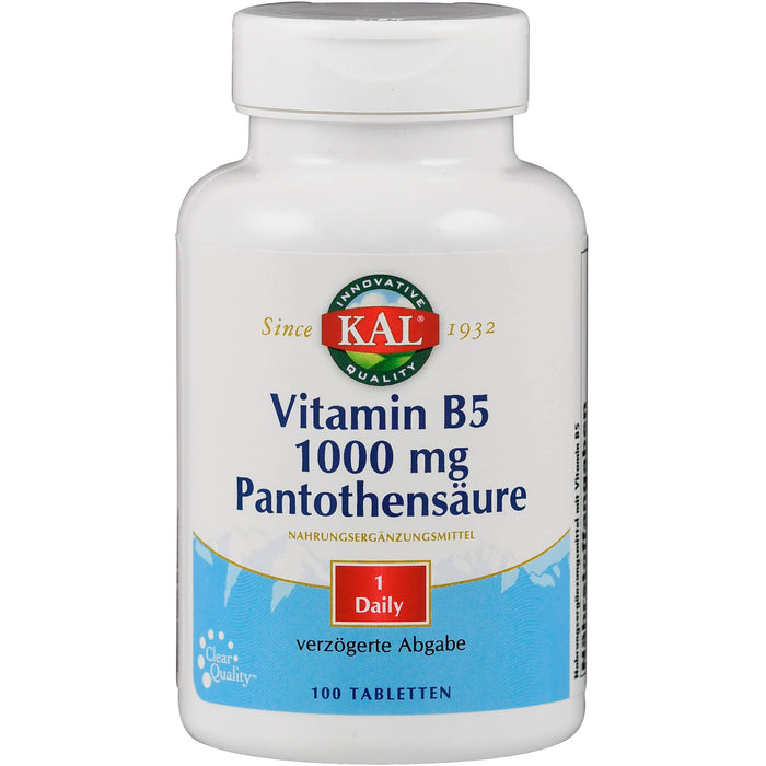 KAL Vitamin B5 1000 mg Pantothensäure Tabletten, 100 pcs. Tablets