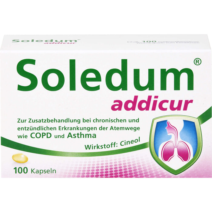 Soledum addicur Weichkapseln zur Zusatzbehandlung bei chronischen und entzündlichen Erkrankungen der Atemwege wie COPD & Asthma, 100.0 St. Kapseln