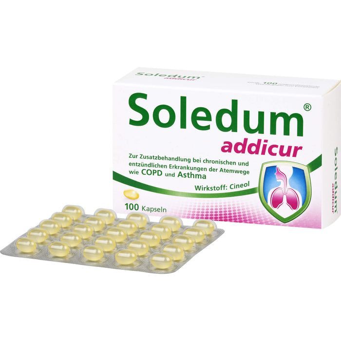 Soledum addicur Weichkapseln zur Zusatzbehandlung bei chronischen und entzündlichen Erkrankungen der Atemwege wie COPD & Asthma, 100.0 St. Kapseln
