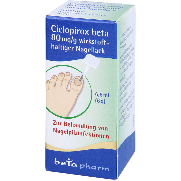 Ciclopirox beta 80 mg/g wirkstoffhaltiger Nagellack bei Nagelpilzinfektionen, 6.6 ml Nail varnish containing active ingredients