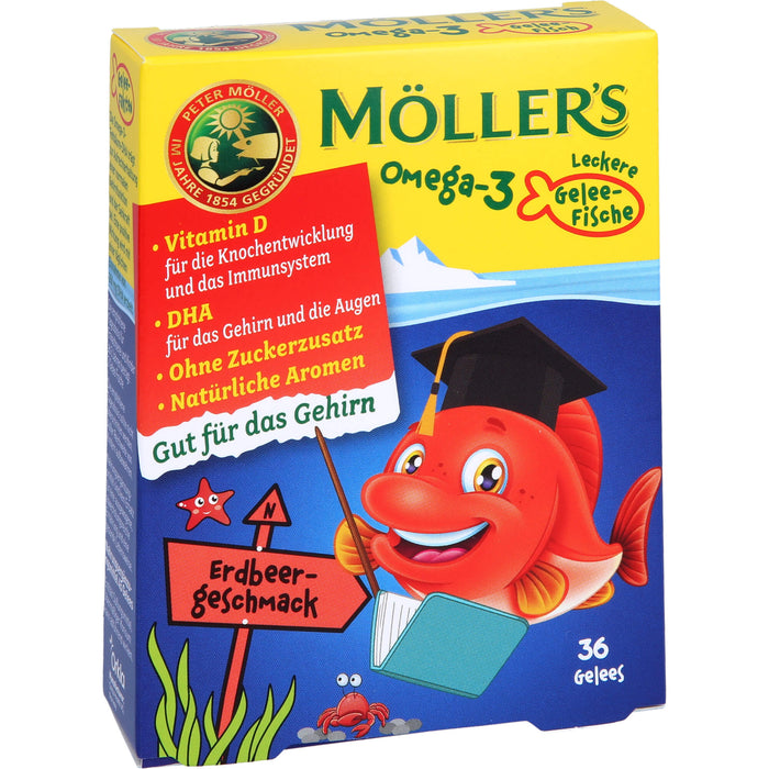 Möller's Omega-3 leckere Gelee-Fische mit Erdbeergeschmack, 36 pc Tablettes