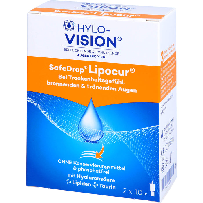 Hylo-Vision SafeDrop Lipocur Augentropfen bei Trockenheitsgefühl,  brennenden und tränenden Augen, 20 ml Lösung