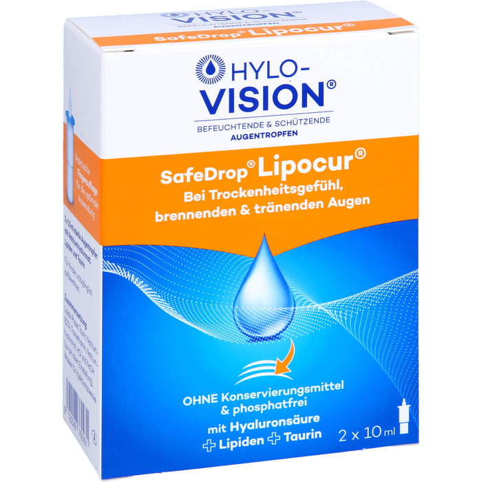 Hylo-Vision SafeDrop Lipocur Augentropfen bei Trockenheitsgefühl,  brennenden und tränenden Augen, 20 ml Lösung