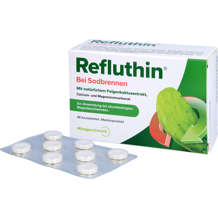Refluthin Kautabletten bei Sodbrennen mit Minzgeschmack, 48 pc 
