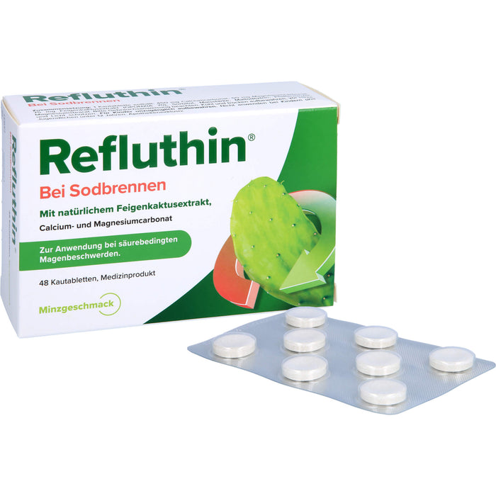 Refluthin Kautabletten bei Sodbrennen mit Minzgeschmack, 48 St. Kautabletten