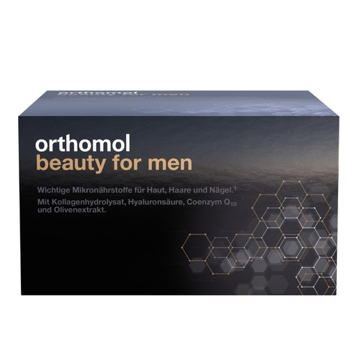 Orthomol Beauty for Men - unterstützt Haut, Haare und Nägel bei Männern - mit Coenzym Q10, Biotin und Zink - Trinkfläschchen, 30 St. Tagesportionen