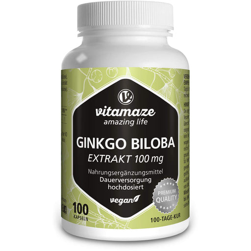 Vitamaze Ginkgo Biloba 100 mg hochdosiert vegane Kapseln, 100 St. Kapseln