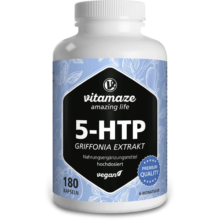 Vitamaze 5-HTP 200 mg Griffonia Extrakt vegane Kapseln, 180 St. Kapseln
