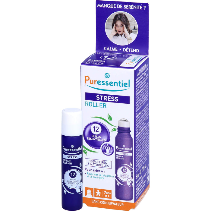 Puressentiel Stress Roll-on mit 12 ätherischen Bio-Ölen – lindert Nervosität und Stress, 5 ml Etheric oil