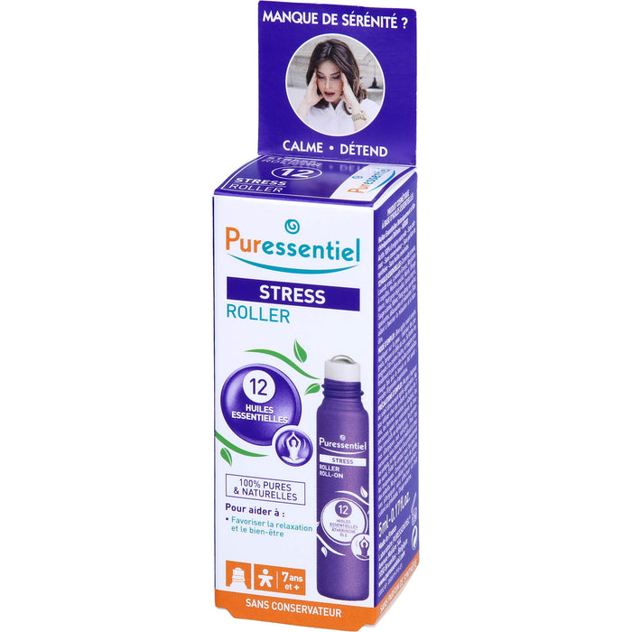Puressentiel Stress Roll-on mit 12 ätherischen Bio-Ölen – lindert Nervosität und Stress, 5 ml Etheric oil