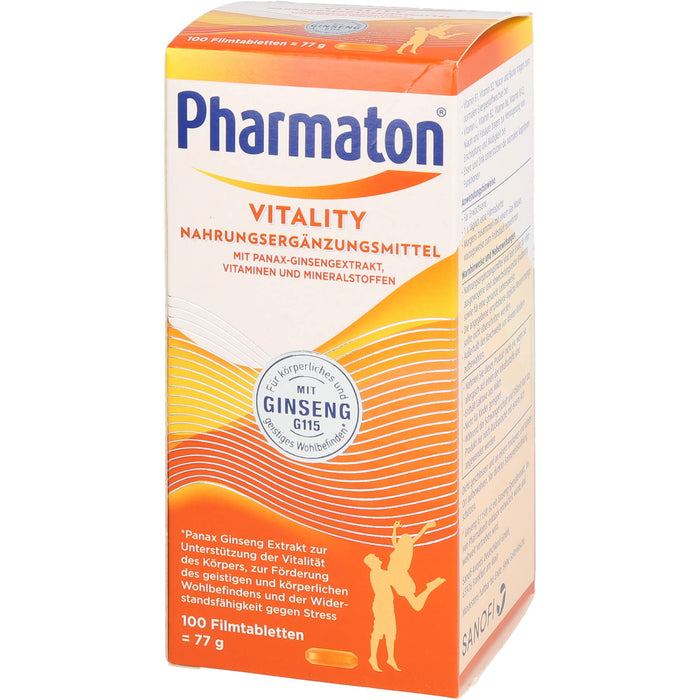 Pharmaton Vitality Tabletten mit Ginseng Extrakt, Vitaminen & Mineralstoffen, 100 pcs. Tablets