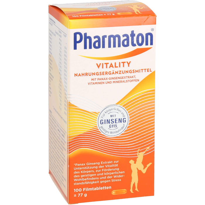 Pharmaton Vitality Tabletten mit Ginseng Extrakt, Vitaminen & Mineralstoffen, 100 pc Tablettes