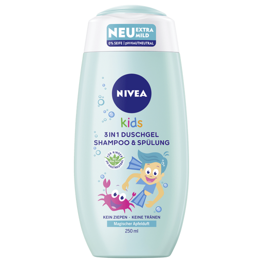 NIVEA Kids 3in1 Duschgel Shampoo & Spülung Magisch, 250 ml Creme