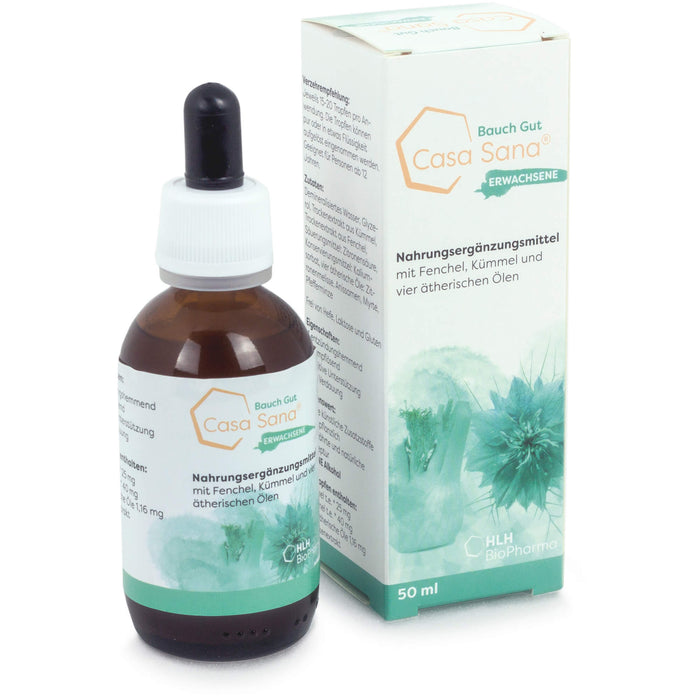 Casa Sana Bauch Gut Lösung Pflanzenextrakte für einen entspannten Bauch für Erwachsene, 50 ml Lösung