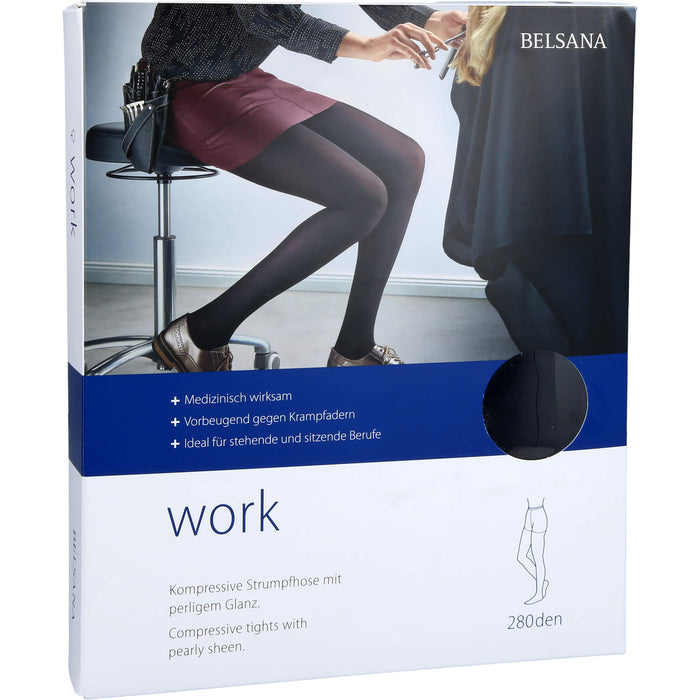 BELSANA work A-T Gr.L schwarz feine Stützstrümpfe mit Spitze zur Vorbeugung von Venenerkrankungen, 1 pcs. Stockings