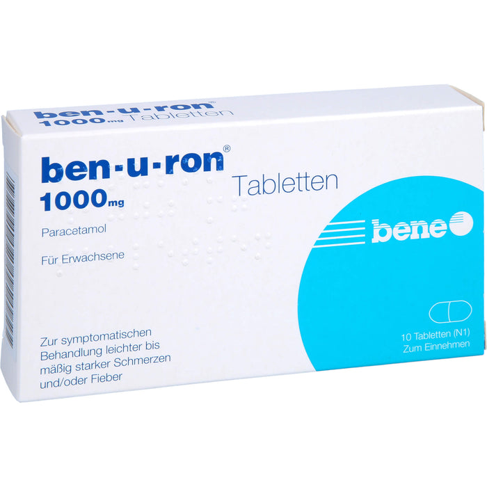 Benu-ron 1000 mg Tabletten bei leichten bis mittelstarken Schmerzen und Fieber, 10 pc Tablettes