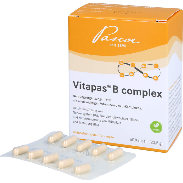 Pascoe Vitapas B complex Kapseln zur Verringerung von Müdigkeit, 60 pc Capsules