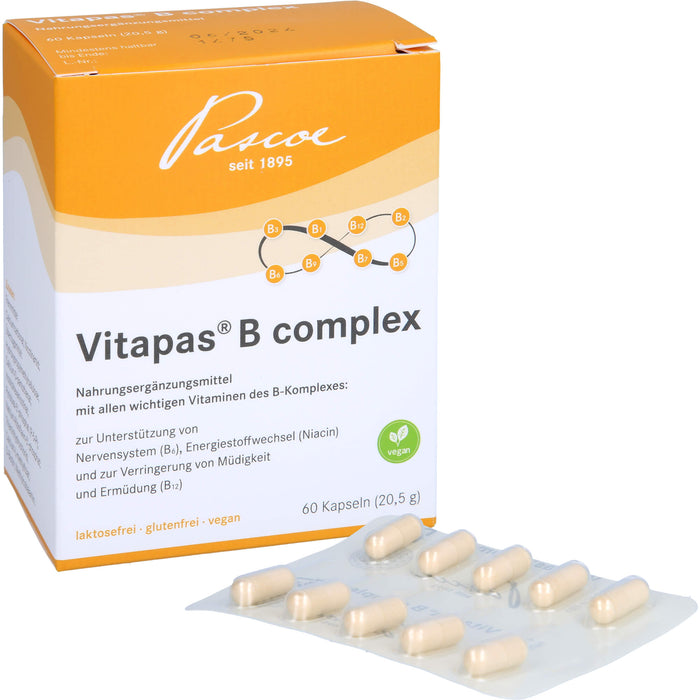 Pascoe Vitapas B complex Kapseln zur Verringerung von Müdigkeit, 60 pc Capsules