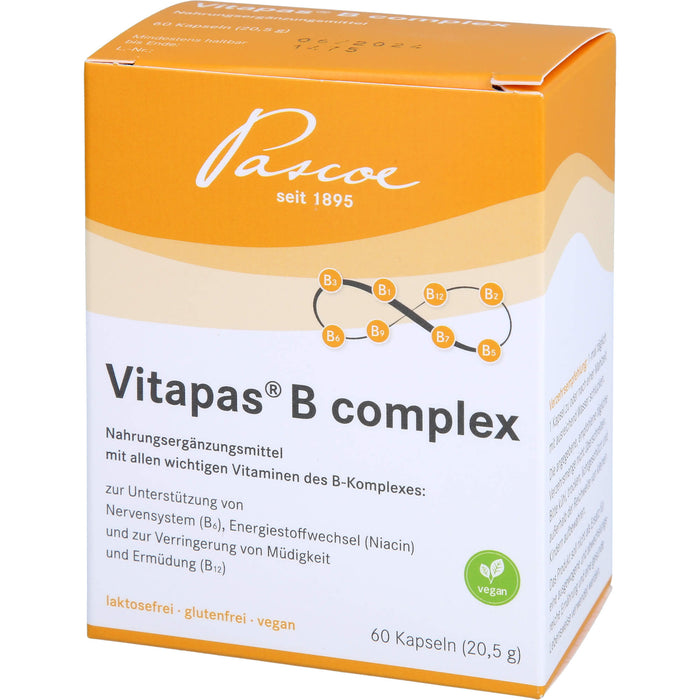 Pascoe Vitapas B complex Kapseln zur Verringerung von Müdigkeit, 60 pc Capsules