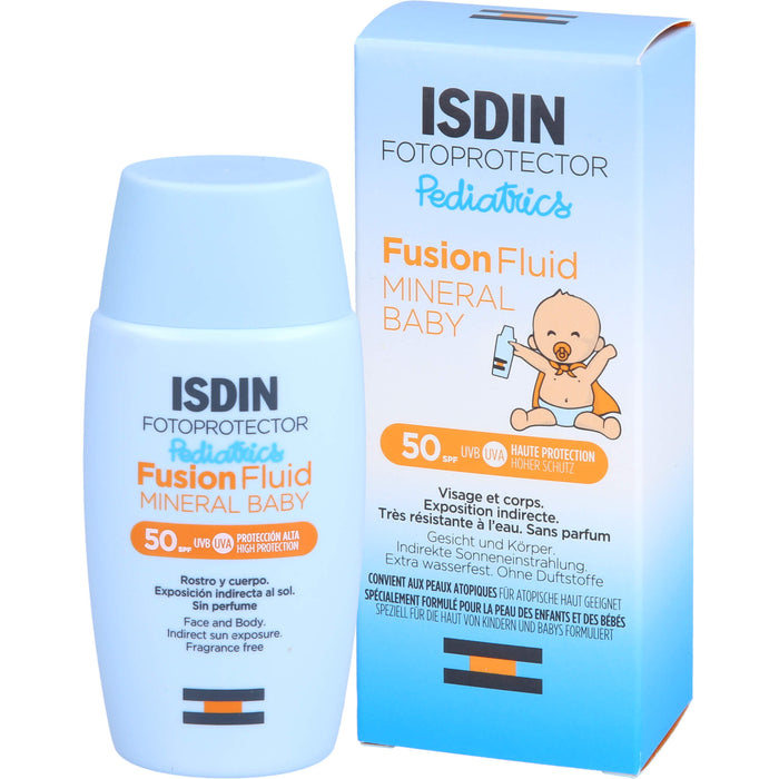 ISDIN Pediatrics Fusion Fluid Mineral Baby LSF 50 mineralische Sonnencreme für Kinder und Babys, 50 ml Creme