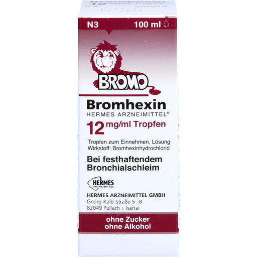 BROMO Bromhexin 12 mg/ml Tropfen bei festhaftendem Bronchialschleim, 100 ml Lösung