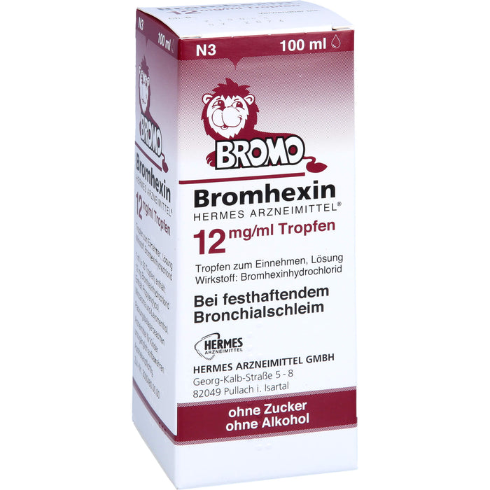 BROMO Bromhexin 12 mg/ml Tropfen bei festhaftendem Bronchialschleim, 100 ml Lösung