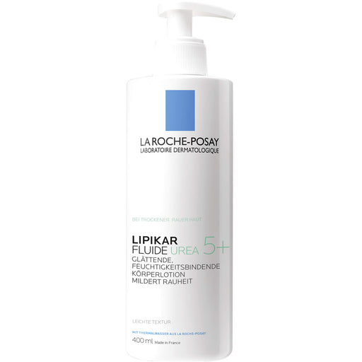 La Roche-Posay Lipikar Fluide Urea 5+ glättende, feuchtigkeitsbindende Körperlotion, 400 ml Lotion