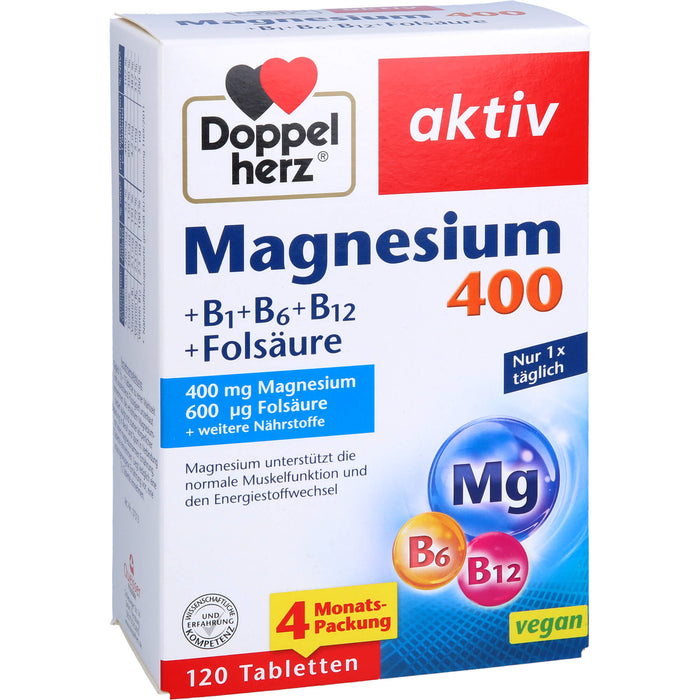Doppelherz aktiv Magnesium 400+ B1 + B6 + B12 + Folsäure Tabletten, 20 St. Tabletten