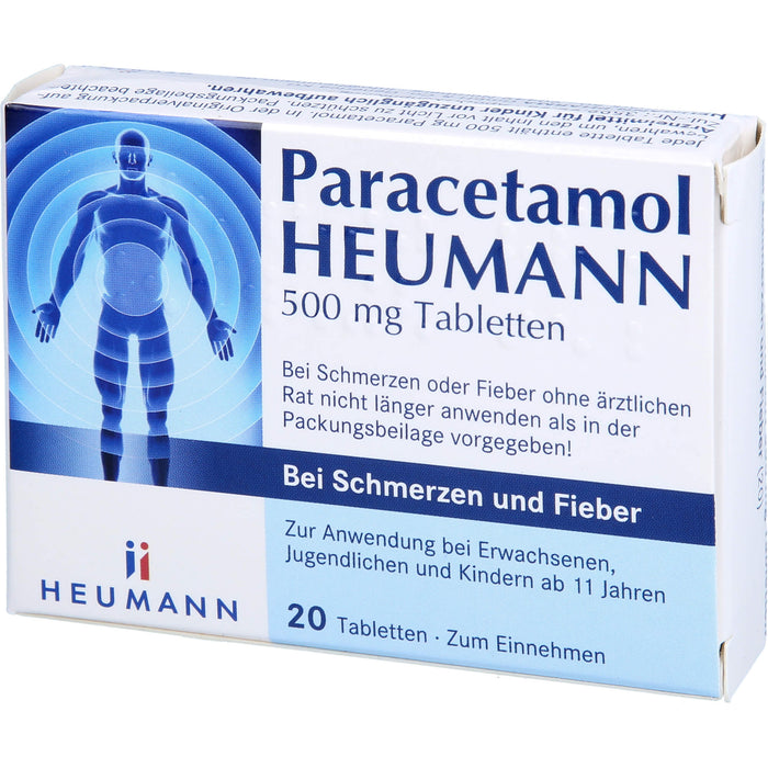 Heumann Paracetamol 500 mg Tabletten bei Schmerzen und Fieber, 20 St. Tabletten