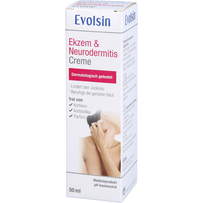 Evolsin Ekzem & Neurodermitis Creme mindert Juckreiz & beruhigt gereizte Haut, 50 ml Crème