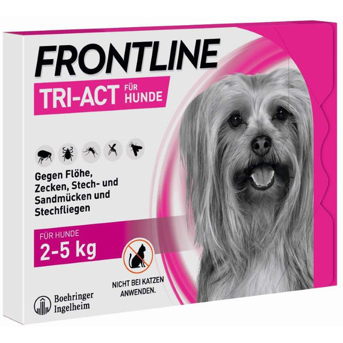 FRONTLINE Tri-Act Lösung gegen Zecken, Flöhe und fliegende Insekten beim Hund (2-5 kg), 3 pc Récipients à dose unique